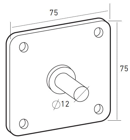 Suporte com espigão de 12 e placa 75x75